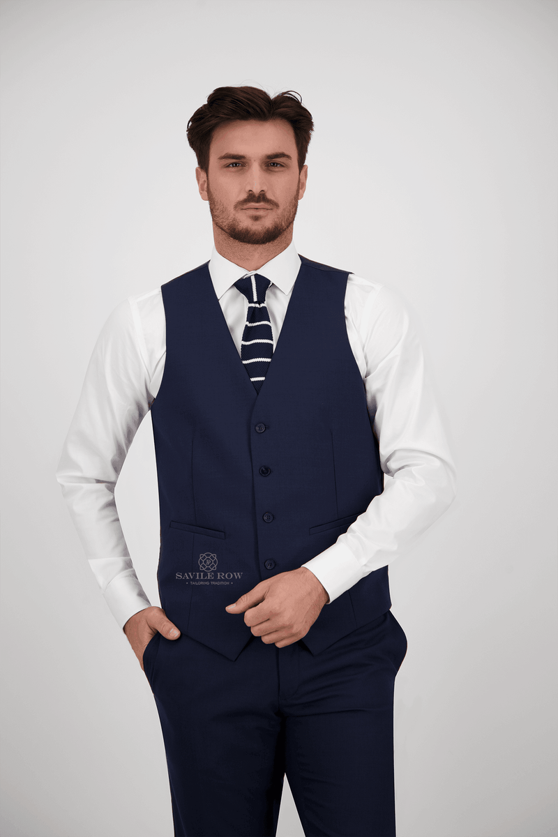 B7-Navy Saul Waist Coat - Harrys for Menswear