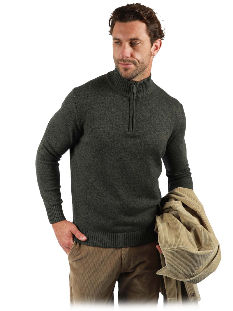 JHK61 1/4 Zip Olive Marle CottonBlend

Our quarter zip jumper is knitted in blended shades of charcoal and grey giving a luxurious textured feel. DETAILS: Quarter zip neck opening Hidden contrast nec…

$129.00 AUD