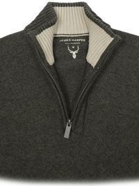 JHK61 1/4 Zip Olive Marle CottonBlend